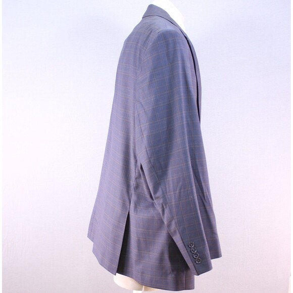 Oak Hill Sport Coat Mens Blue Glen Plaid Stretch Blazer Pocket Square 3XL 54-56 - Picture 3 of 11